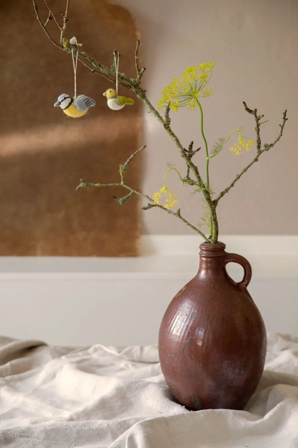 Filtad ullfågel | Gry & Sif - Fågel Gul/Blå