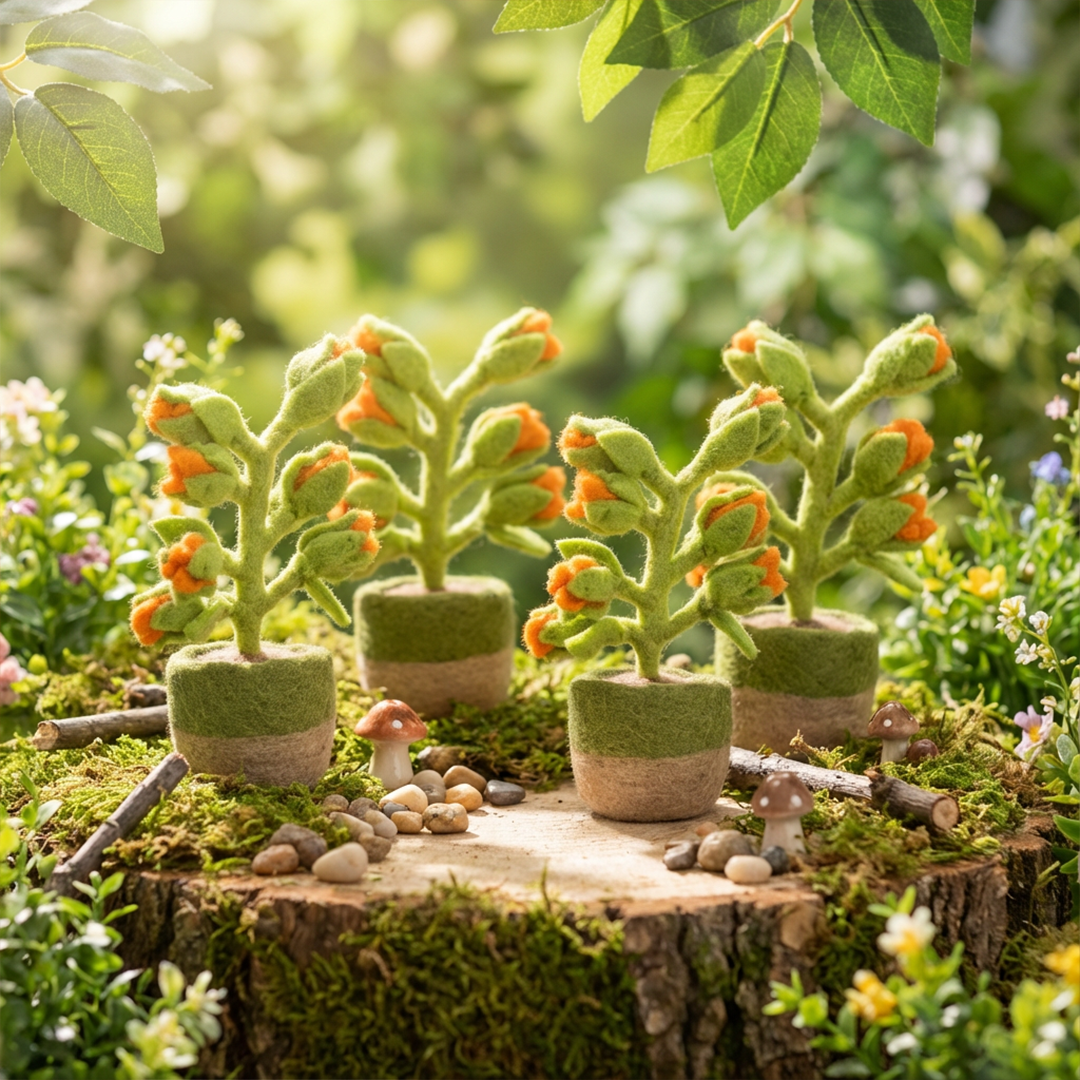 Felt Happy Houseplants Artificial Plant Cactus - handmade felt decoration - 100% wool by Felt So Good