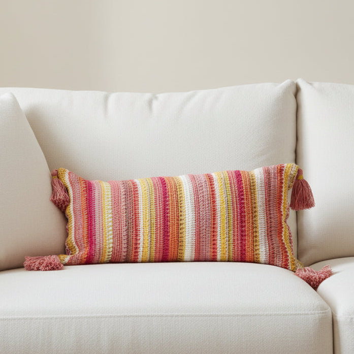 Confetti Stripe Crochet Cushion Covers: Warm-Balizen-RAUHA Crafts