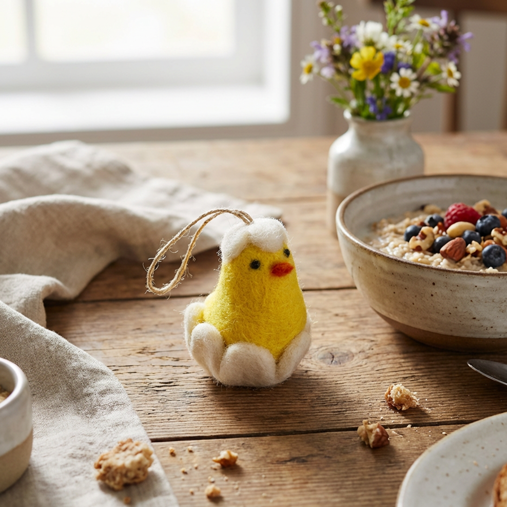 Felt Baby Chicklet Easter Decoration - handmade felt decoration - 100% wool by Felt So Good