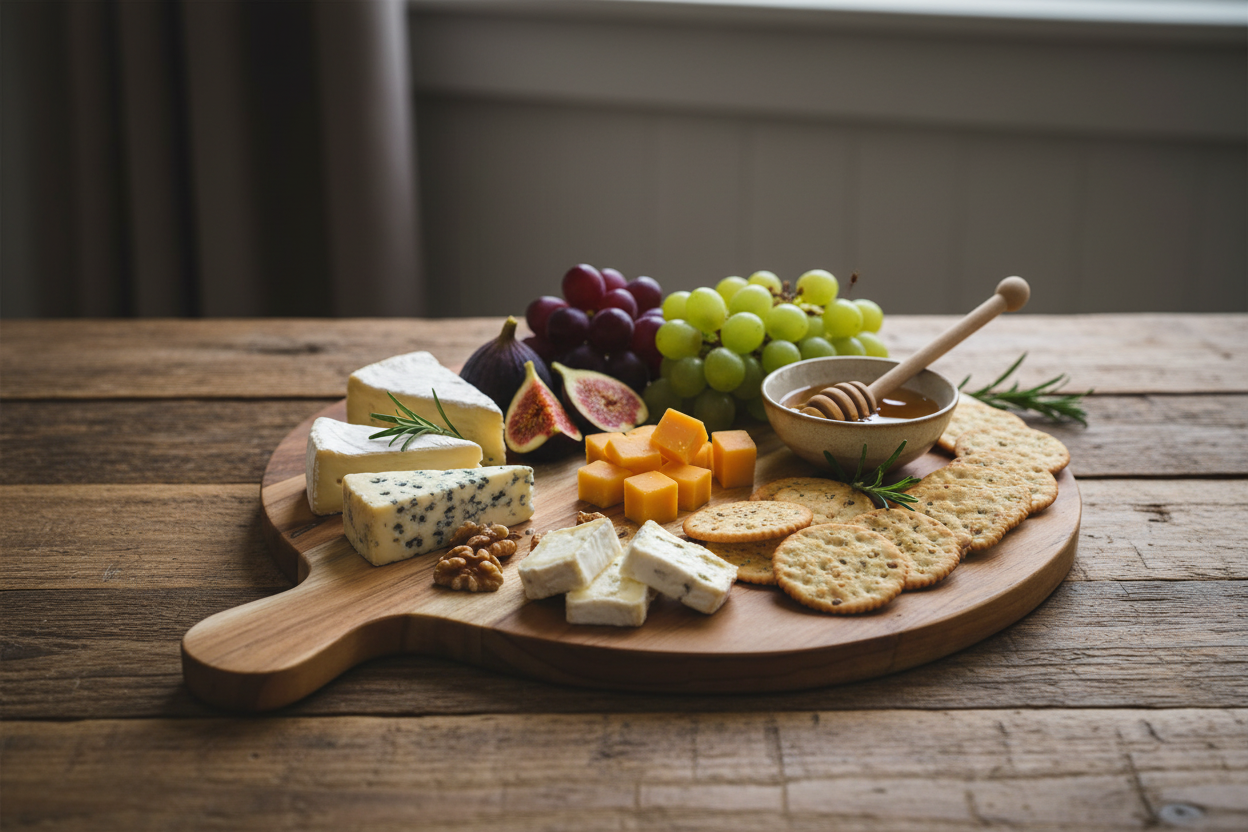 Round Cutting / Serving Board with Handle as a cheese plate