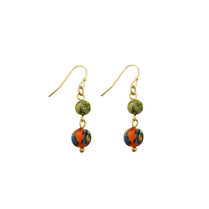 Kantha dvigubi lašo formos auskarai