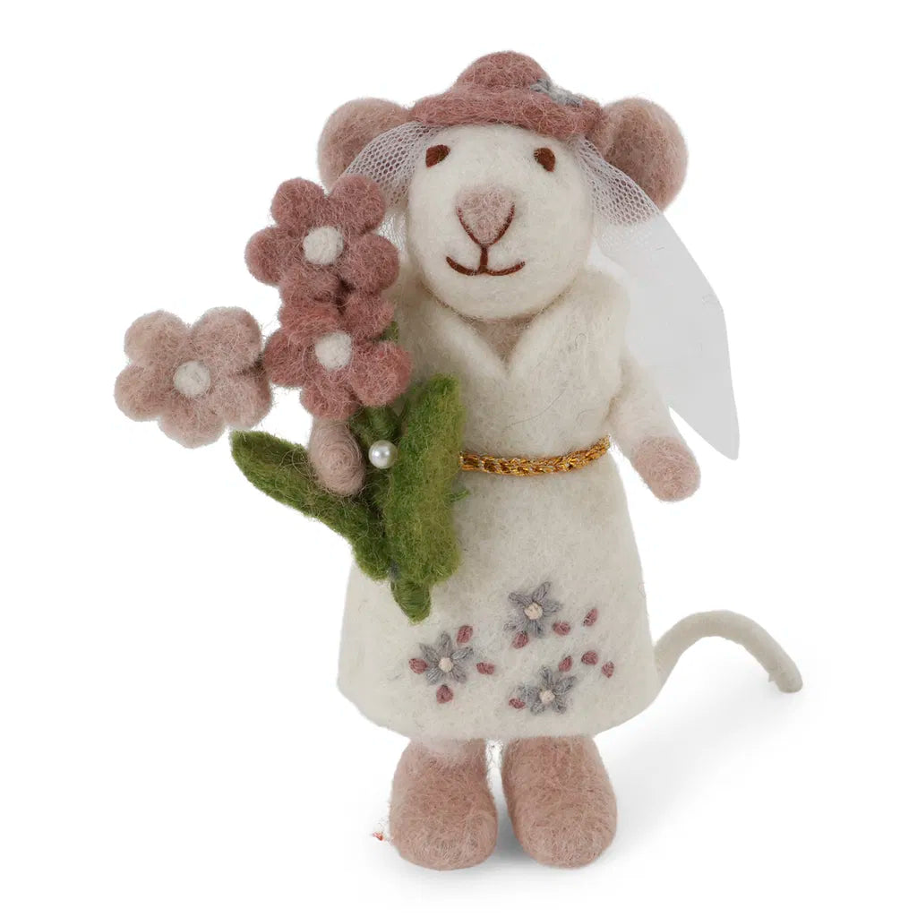 Felt Wool Mouse | Gry & Sif - Small White Mouse Bride