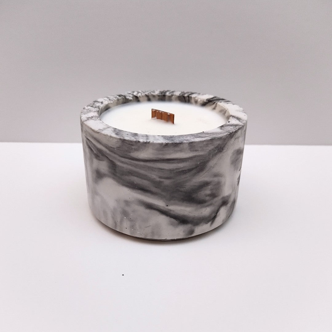 Soya Candle in Handmade Concrete Holder - Round | Aurora4UA 🇺🇦