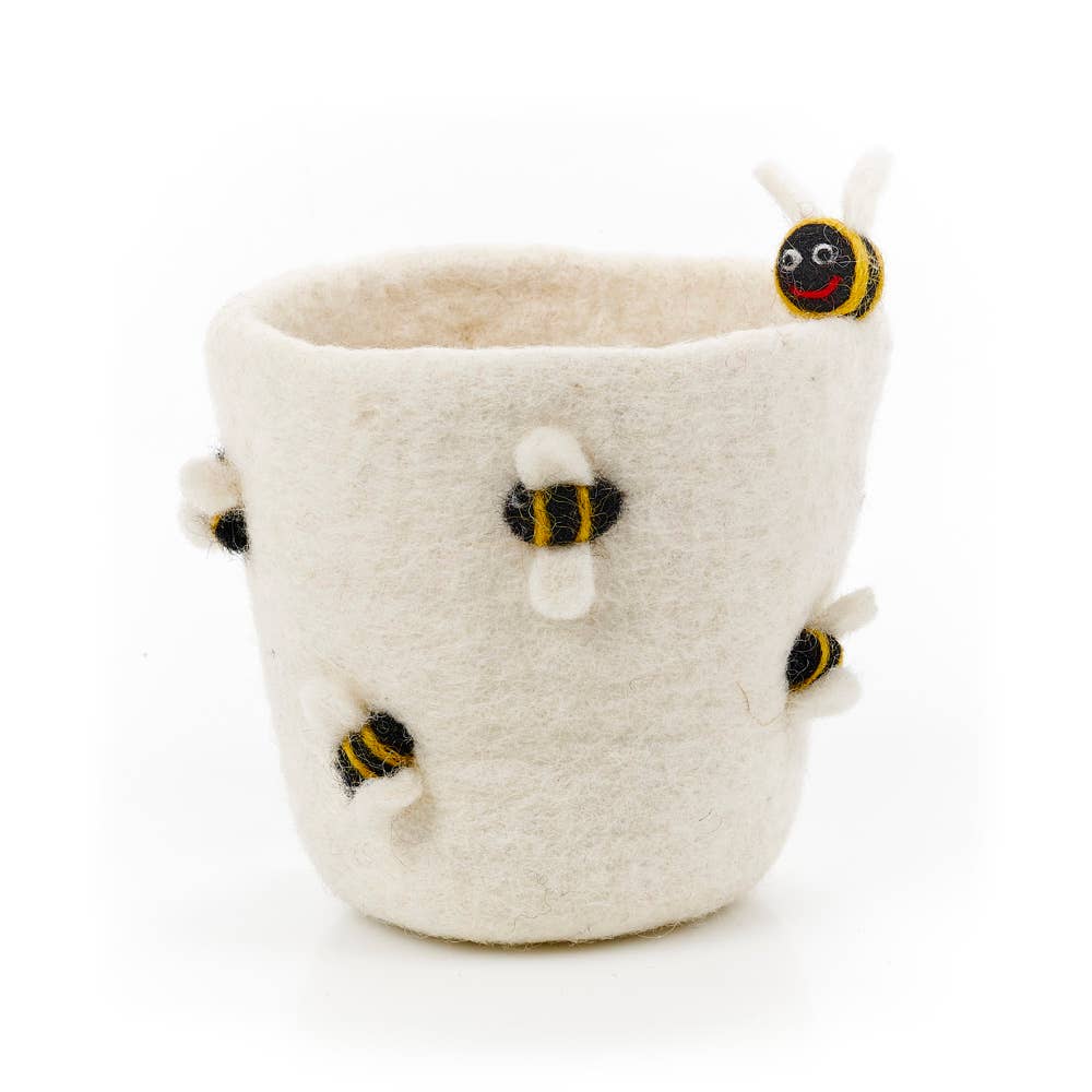 Felt Honey Bee Plant Pot Home Decoration - eco-friendly planter - 100% wool by Felt So Good