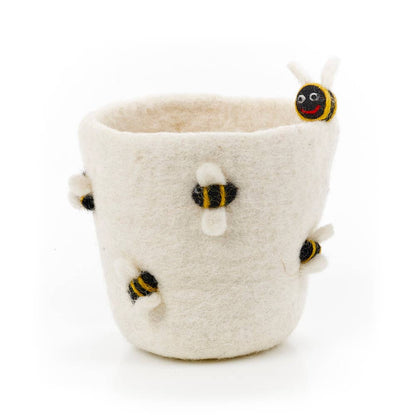 Felt Honey Bee Plant Pot Home Decoration - eco-friendly planter - 100% wool by Felt So Good