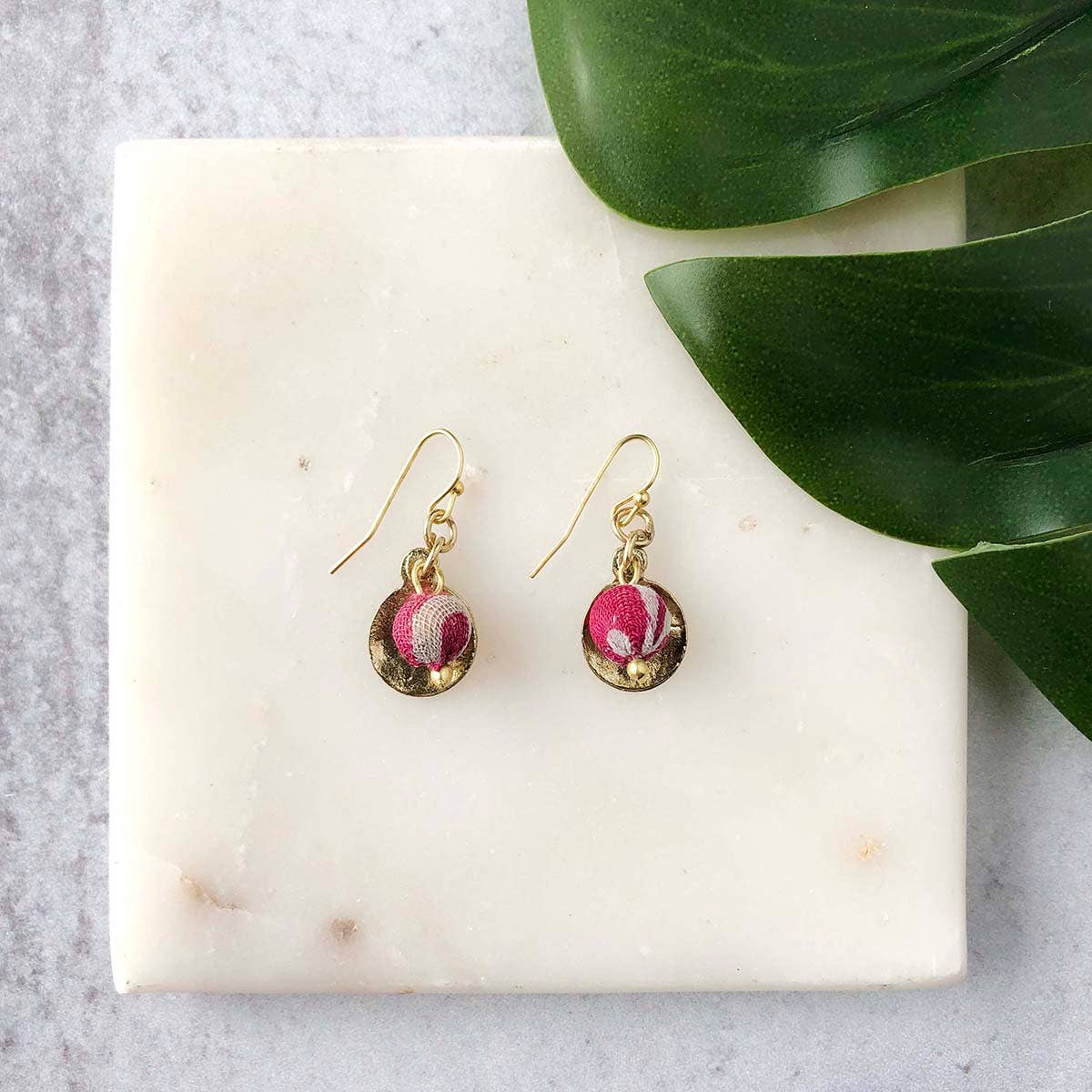 Handmade Kantha Camille Earrings by WorldFinds