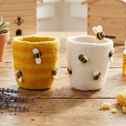 Felt Honey Bee Plant Pot Home Decoration - eco-friendly planter - 100% wool by Felt So Good