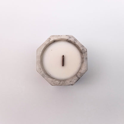 Fragrant Soya Candle in Handmade Concrete Holder - Octagon | Aurora4UA 🇺🇦