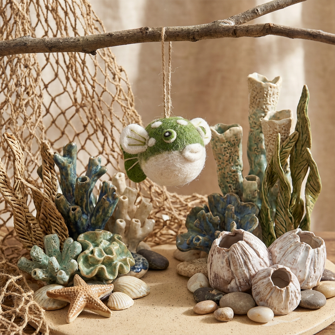 Décoration suspendue Poisson-ballon en feutre — Vie marine | Felt So Good