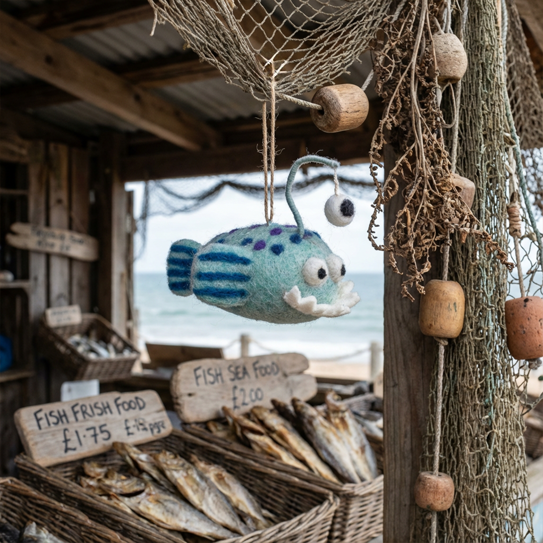 Filcētais Finnigan — karājamais zivs rotājums | Felt So Good