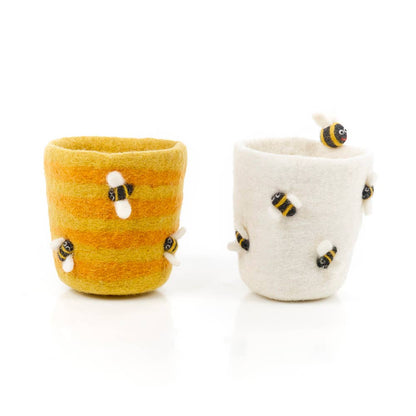 Felt Honey Bee Plant Pot Home Decoration - eco-friendly planter - 100% wool by Felt So Good