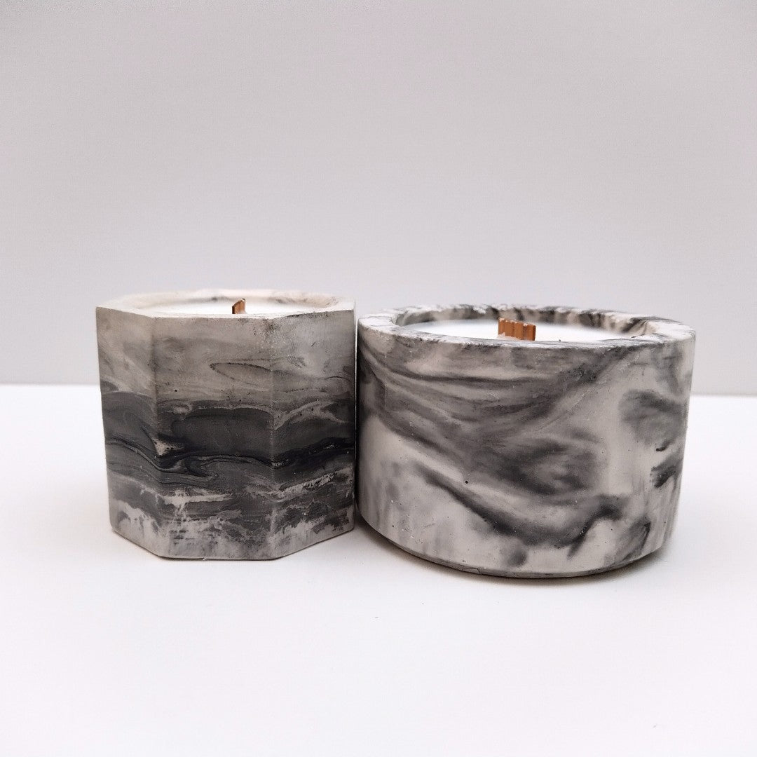 Soya Candle in Handmade Concrete Holder - Round | Aurora4UA 🇺🇦