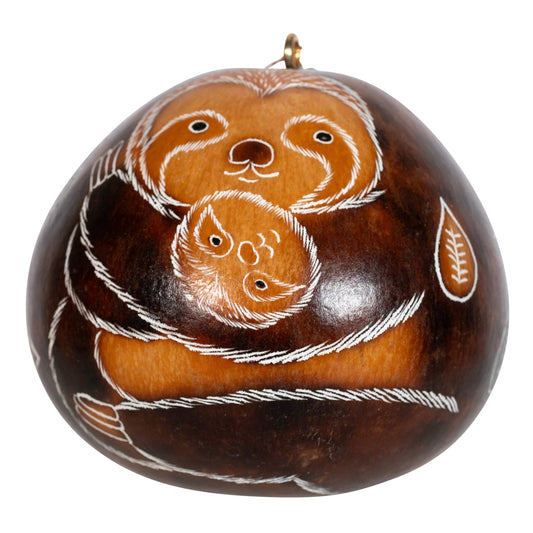 Handmade Gourd Ornament Sloth Eco-Friendly Christmas Decor by Lucuma Designs
