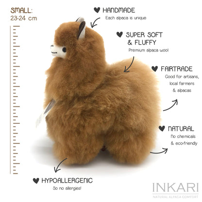 Alpaca Stuffed Animal - Small (23 cm) | INKARI Natural - Hazelnut-INKARI-RAUHA Crafts