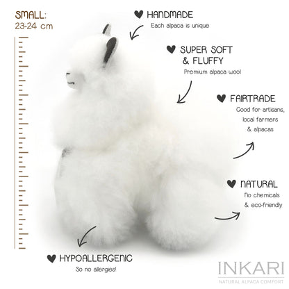 Alpaca Stuffed Animal - Small (23 cm) | INKARI Natural - Ivory White-INKARI-RAUHA Crafts