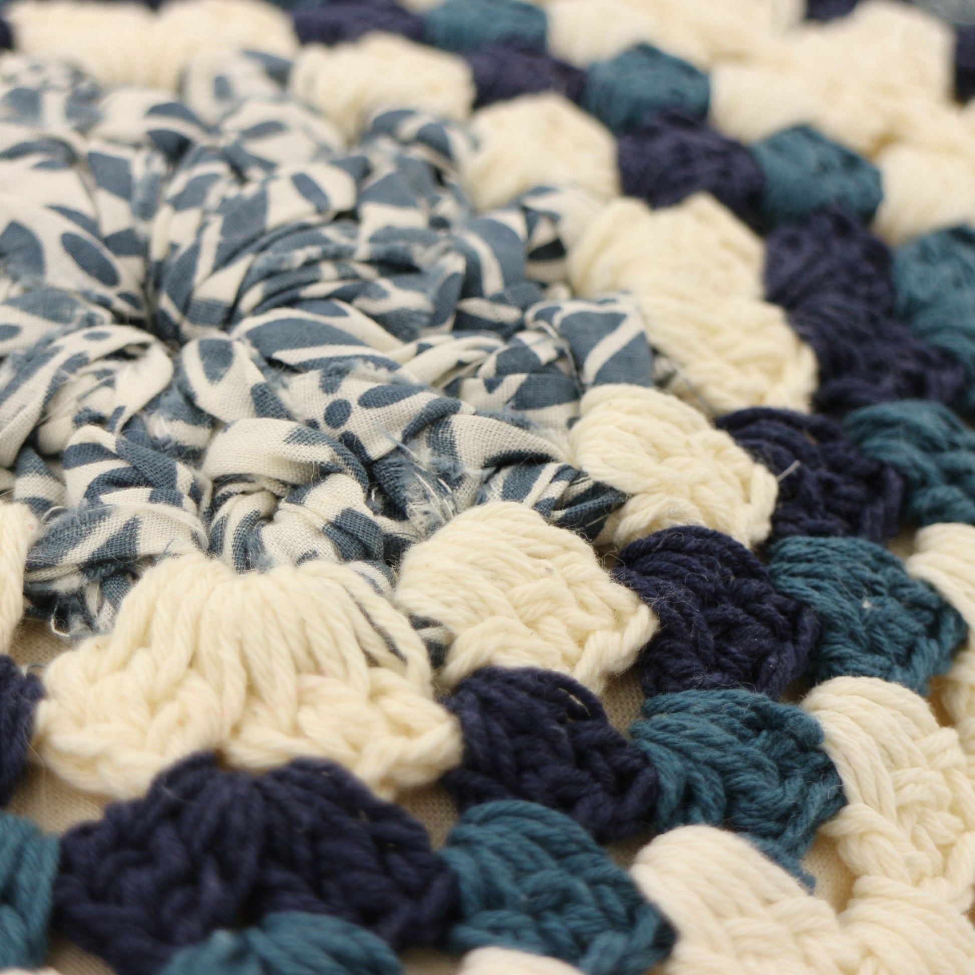 Boho Square Crochet Cushion Cover Indigo-Balizen-RAUHA Crafts