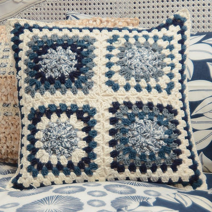 Boho Square Crochet Cushion Cover Indigo-Balizen-RAUHA Crafts