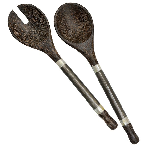 Capiz & Palm Wood Servers, Small: Teal-Salad Server-Balizen by zen zen garden home-RAUHA Crafts