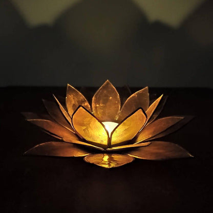 Capiz Tealight Candle Holder | Lotus - Large - Yellow-RAUHA Crafts-RAUHA Crafts