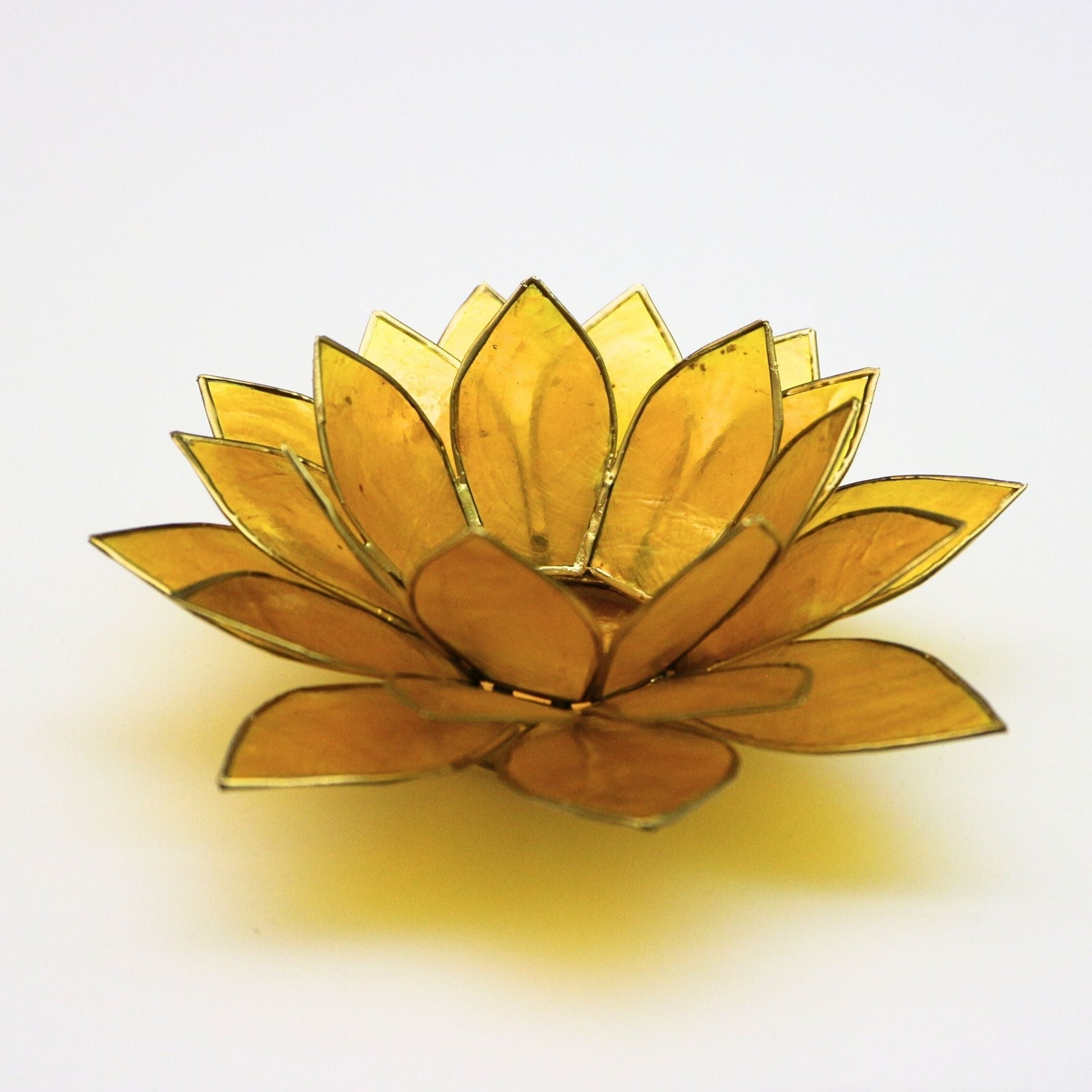 Capiz Tealight Candle Holder | Lotus - Large - Yellow-RAUHA Crafts-RAUHA Crafts