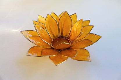 Capiz Tealight Candle Holder | Lotus - Large - Yellow-RAUHA Crafts-RAUHA Crafts