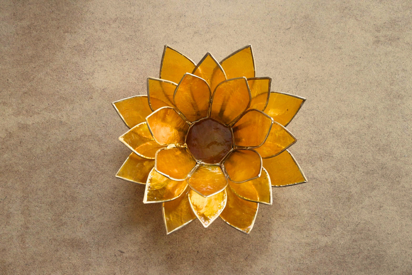 Capiz Tealight Candle Holder | Lotus - Large - Yellow-RAUHA Crafts-RAUHA Crafts