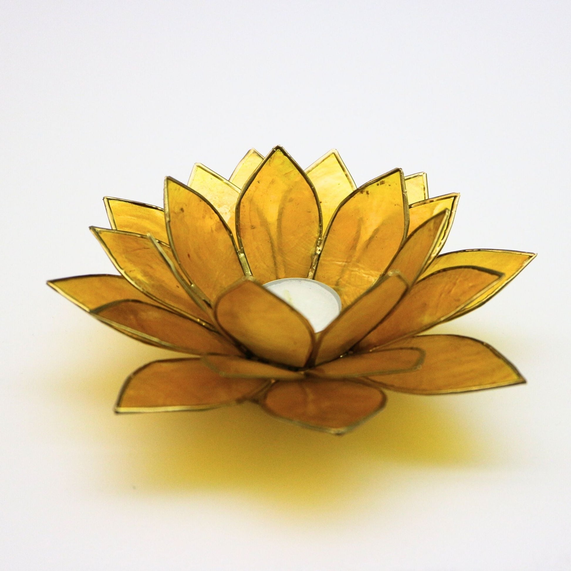 Capiz Tealight Candle Holder | Lotus - Large - Yellow-RAUHA Crafts-RAUHA Crafts