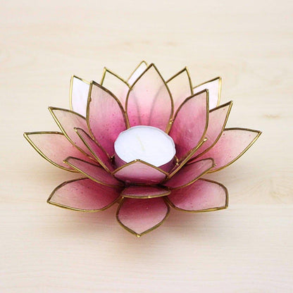 Capiz Tealight Candle Holder | Lotus - Pink/Natural-RAUHA Crafts-RAUHA Crafts