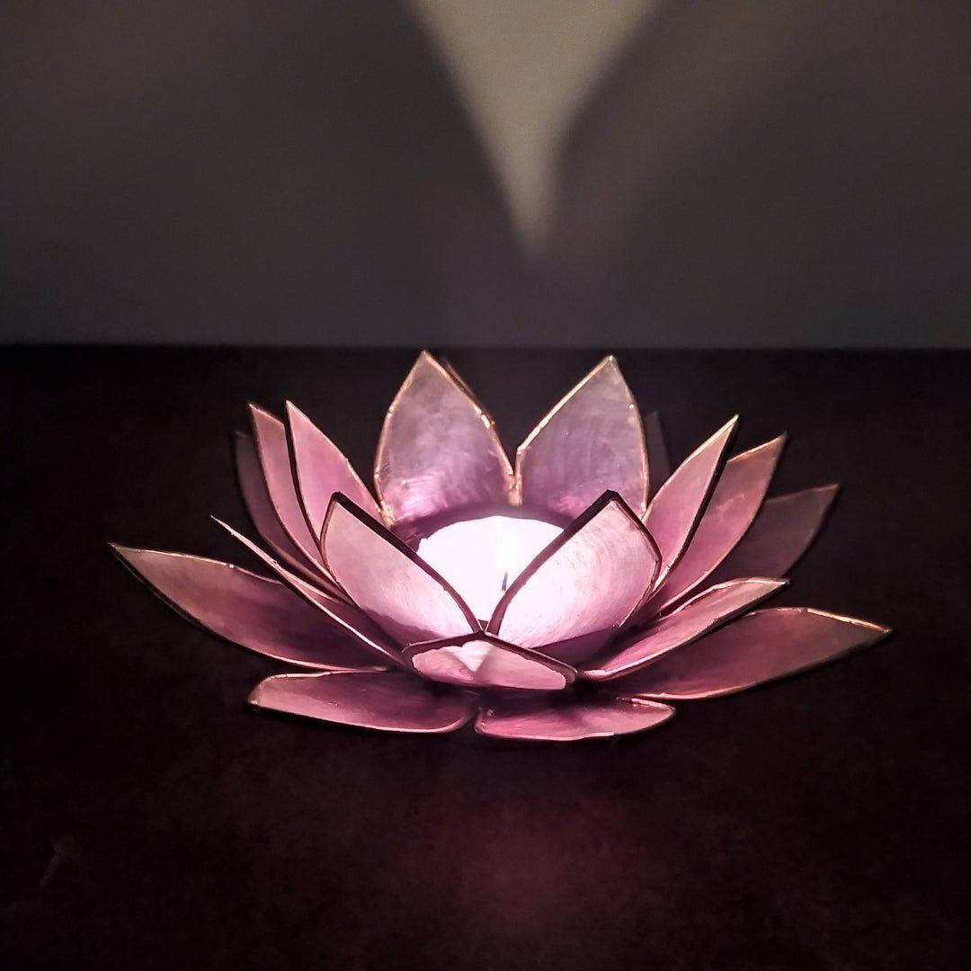 Capiz Tealight Candle Holder | Lotus - Pink/Natural-RAUHA Crafts-RAUHA Crafts