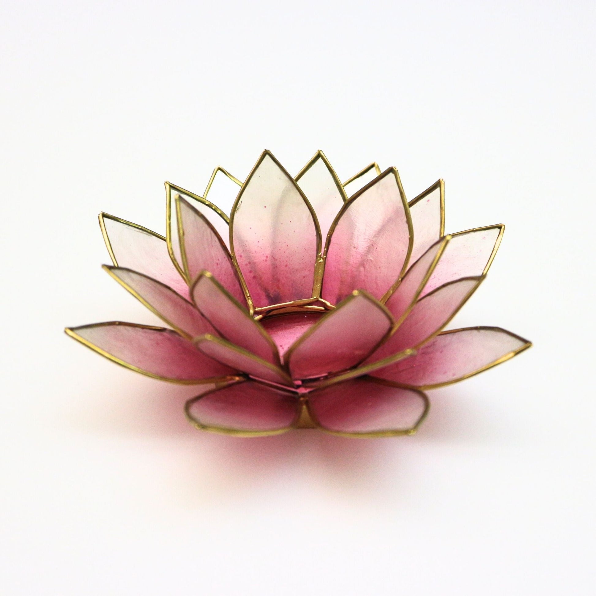 Capiz Tealight Candle Holder | Lotus - Pink/Natural-RAUHA Crafts-RAUHA Crafts