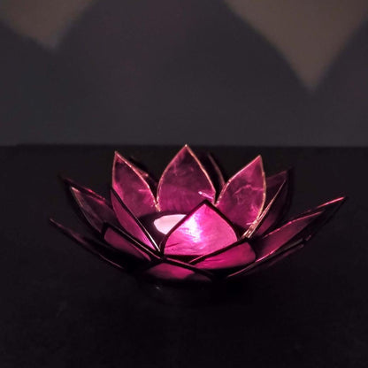 Capiz Tealight Candle Holder | Lotus - Purple-RAUHA Crafts-RAUHA Crafts