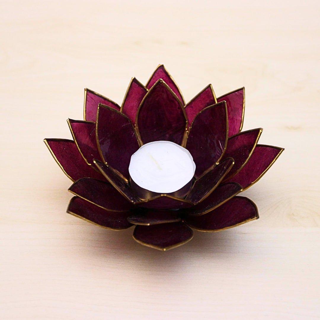 Capiz Tealight Candle Holder | Lotus - Purple-RAUHA Crafts-RAUHA Crafts