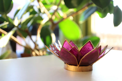 Capiz Tealight Candle Holder | Lotus - Purple-RAUHA Crafts-RAUHA Crafts