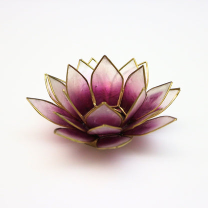 Capiz Tealight Candle Holder | Lotus - Purple/Natural-RAUHA Crafts-RAUHA Crafts