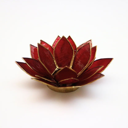 Capiz Tealight Candle Holder | Lotus - Red-RAUHA Crafts-RAUHA Crafts