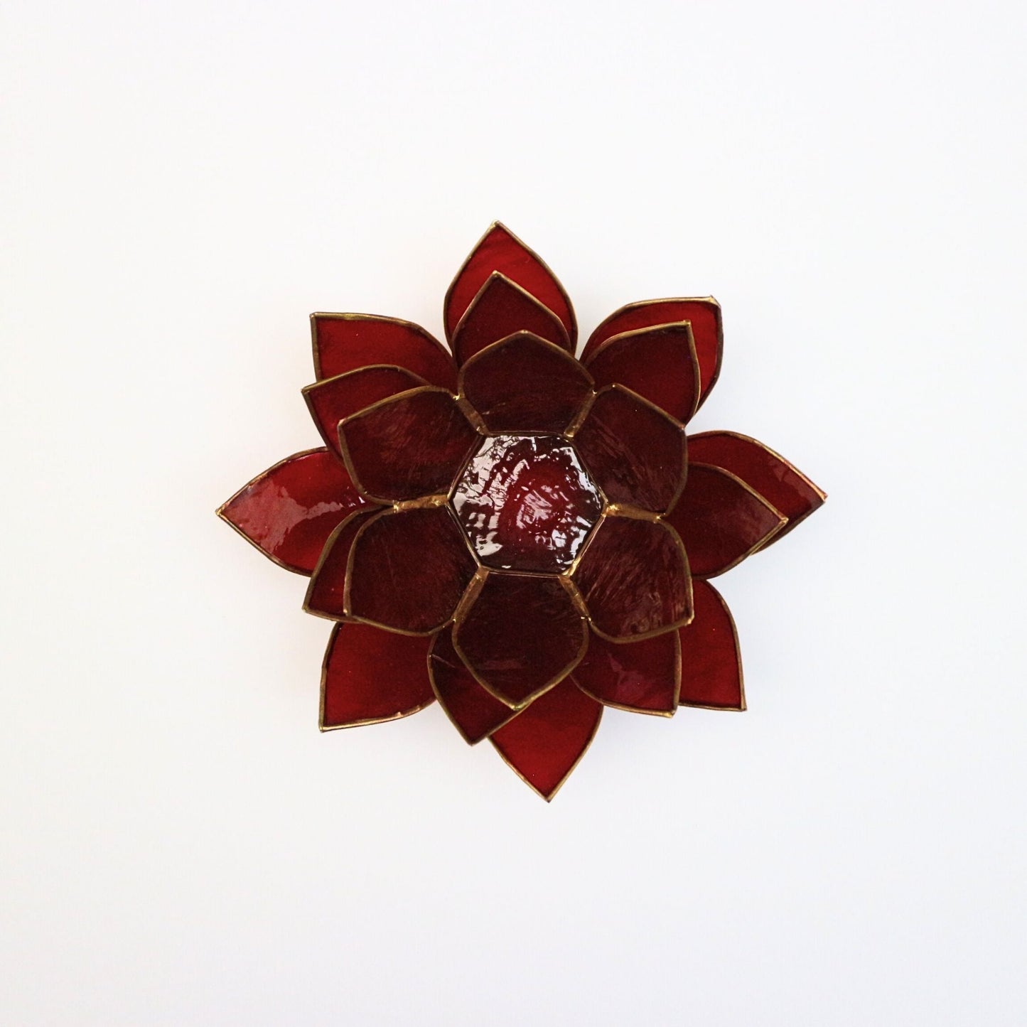 Capiz Tealight Candle Holder | Lotus - Red-RAUHA Crafts-RAUHA Crafts