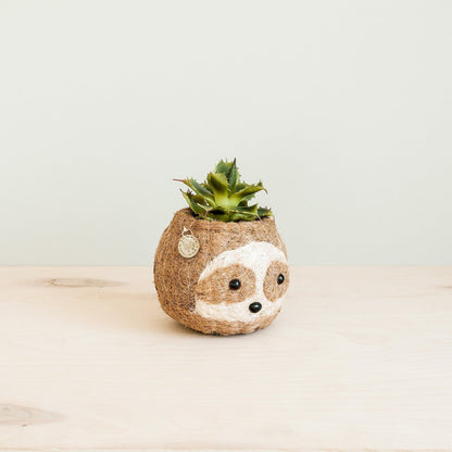 Coco Coir Animal Head Planter | Two-tone Sloth-LIKHÂ-RAUHA Crafts