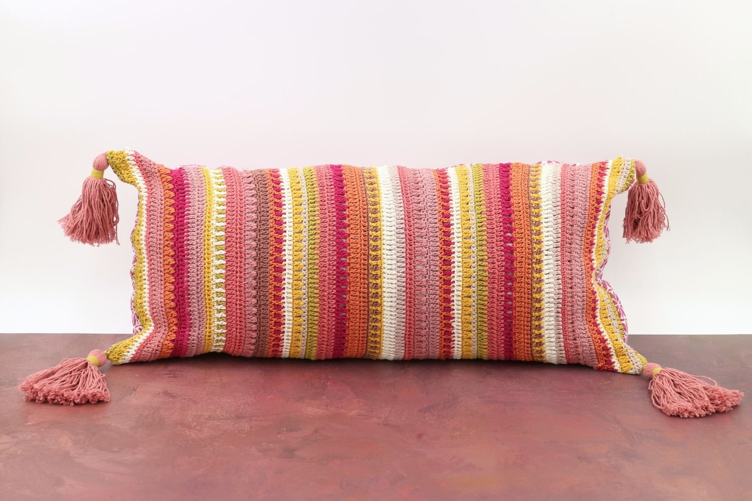 Confetti Stripe Crochet Cushion Covers: Warm-Balizen-RAUHA Crafts