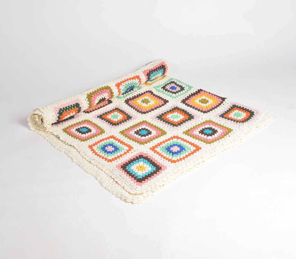 Crochet Multicolor Granny Blanket Throw-RAUHA Crafts-RAUHA Crafts