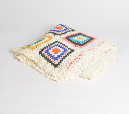 Crochet Multicolor Granny Blanket Throw-RAUHA Crafts-RAUHA Crafts