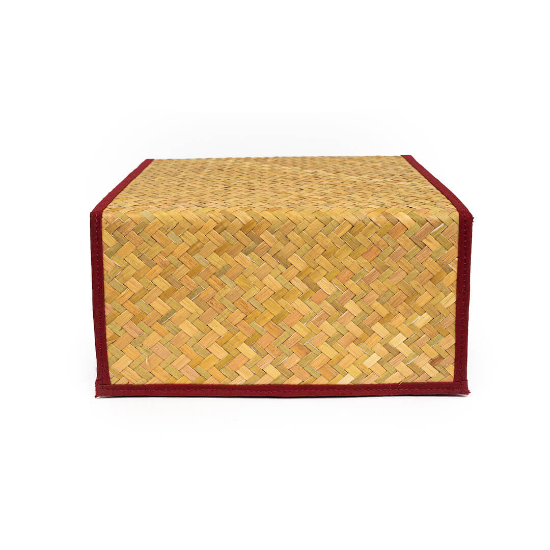 Foldable Box Purun - Maroon-Du Anyam-RAUHA Crafts