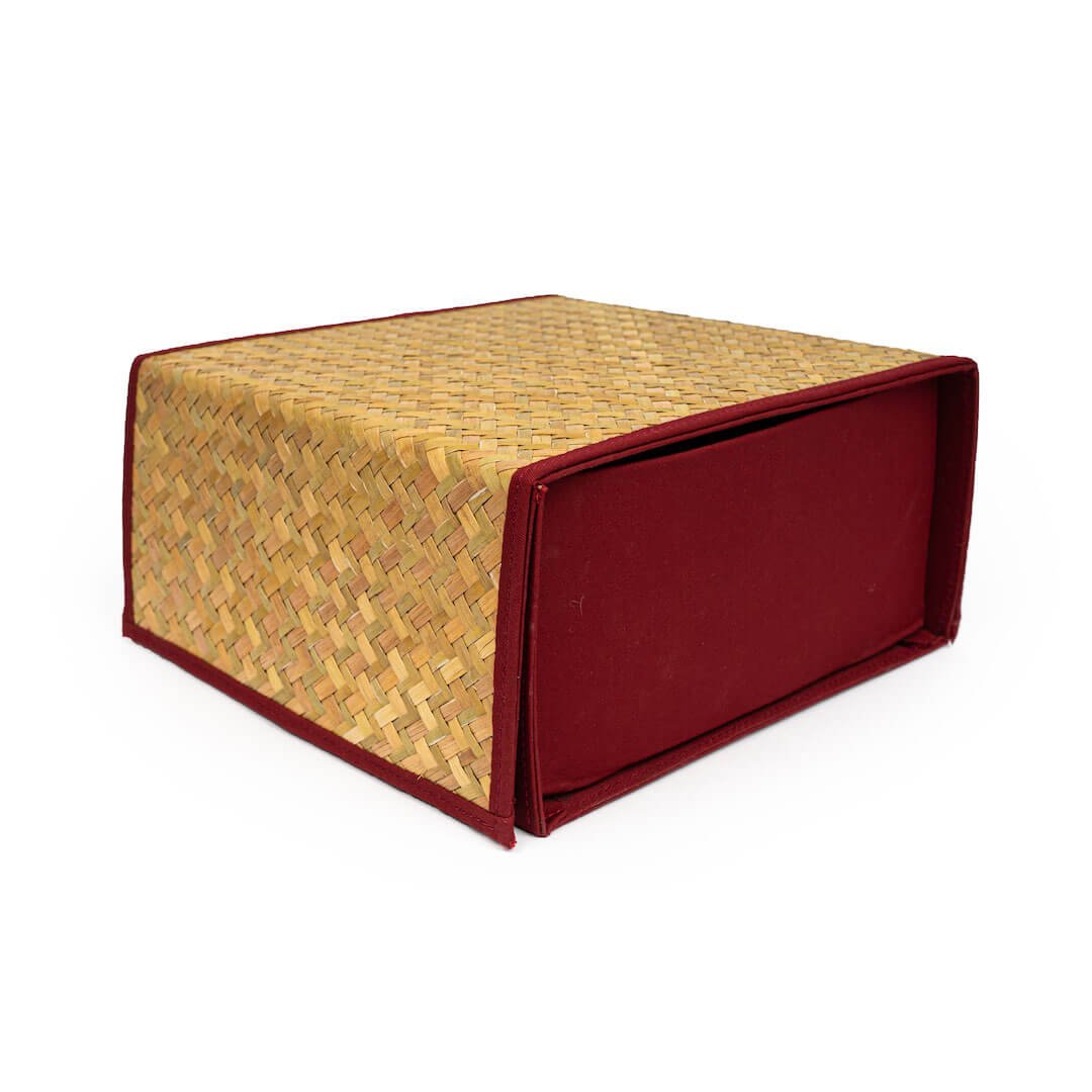 Foldable Box Purun - Maroon-Du Anyam-RAUHA Crafts