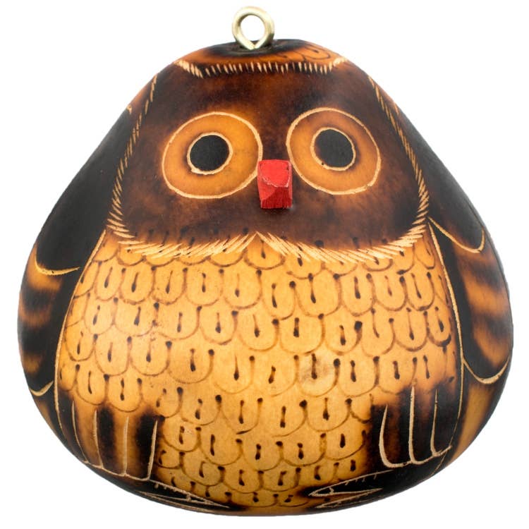 Gourd Ornament | Owl Gourd Ornament-Lucuma Designs-RAUHA Crafts