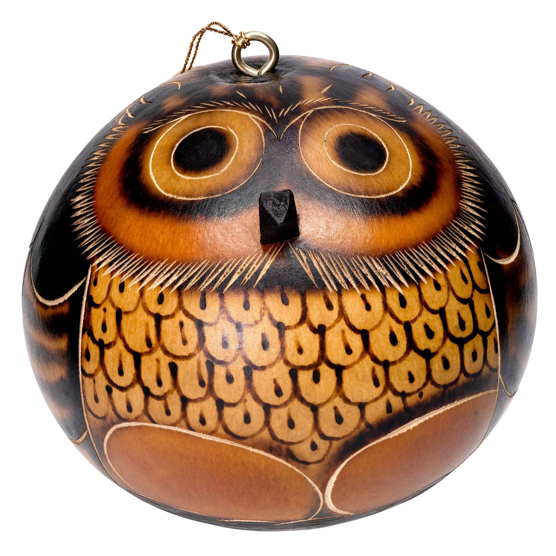 Gourd Ornament | Owl Gourd Ornament-Lucuma Designs-RAUHA Crafts