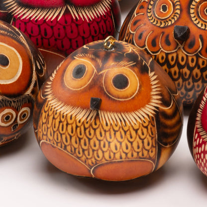 Gourd Ornament | Owl Gourd Ornament-Lucuma Designs-RAUHA Crafts