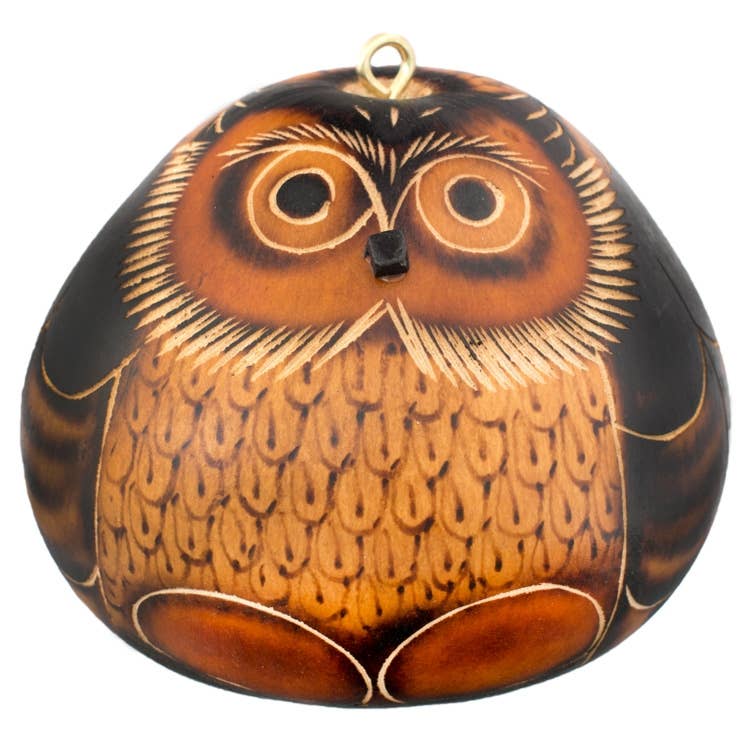 Gourd Ornament | Owl Gourd Ornament-Lucuma Designs-RAUHA Crafts