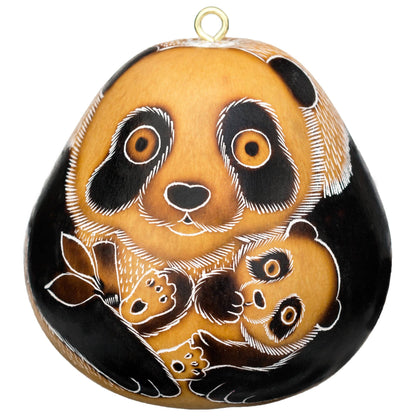 Gourd Ornament | Panda Bear Mom & Cub-Lucuma Designs-RAUHA Crafts