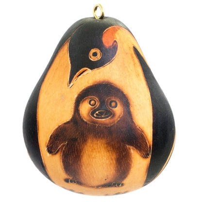 Gourd Ornament | Penguin Mom & Chick-Lucuma Designs-RAUHA Crafts