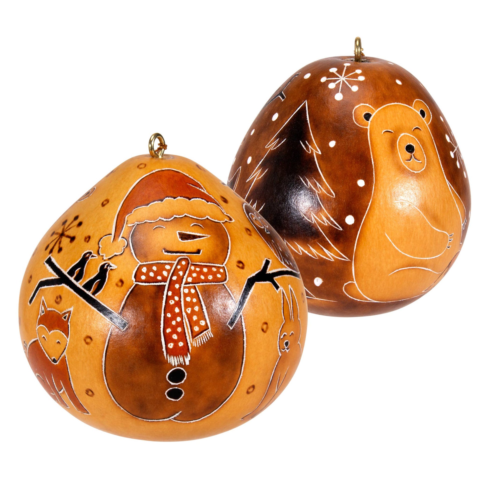 Gourd Ornament | Snowman in the Woods-Lucuma Designs-RAUHA Crafts